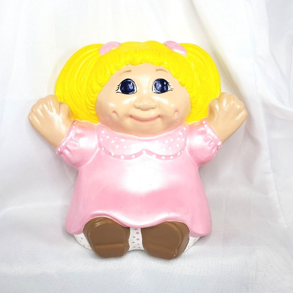 Cabbage Patch Kids Ceramic Figure hand painted Pink‎ Blonde Girl 7.5 inches Tall